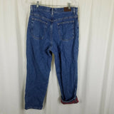 LL Bean Double L Relaxed Fit Flannel Lined Denim Blue Jeans Womens 16P Insulated