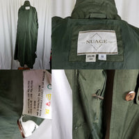 Nuage Long Anorak Raincoat Trench Coat Womens 12 Green Crosshatch Cape Top 126