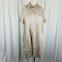 J.Jill Tan Chambray Denim Jean Tunic Sack Shirt Dress Womens XL Pet Cotton Khaki