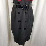 Roulette Colorblock Double Breasted Belted Mini Satin Coat Dress Womens 10 Goth