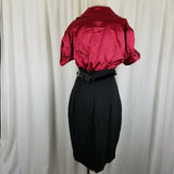 Roulette Colorblock Double Breasted Belted Mini Satin Coat Dress Womens 10 Goth