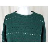 Vintage 80s Kittery Trading Post Maine Birdseye Ski Knit Sweater Mens XL Green