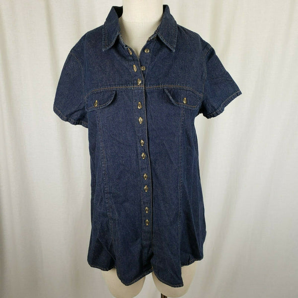 NWT Announcements Maternity Blue Jean Denim Shirt Button Up Top Blouse Womens M
