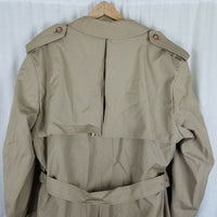 Bradley Jons Insulated Double Breasted Belted Trench Coat Mens 42 Wool Lined Tan