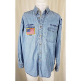 FD Sprinklers Never Forget September 11th 911 Denim Shirt 5th Anniversary Mens L