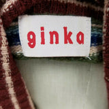 Ginka 100% Lambswool Horizontal Striped Turtleneck Sweater Womens M Retro 70s