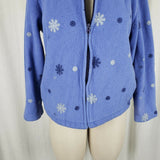 Woolrich Snowflake Full Zip Up Fleece Jacket Womens M Blue John Rich & Bros USA