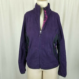 LL Bean Quilted Embroidered Fleece Full Zip Up Anorak Jacket Womens PM Stretch