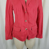 LL Bean Cotton Canvas Stretch Blazer Jean Jacket Womens S Three Button Up Coral