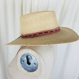 Vintage Sahuayo Legitimo Toasted Straw Hat Safari Mens 7 3/8 59 Mexico Strap