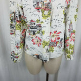 Coldwater Creek Linen Hawaiian City Scape Art To Wear Jacket Blazer Womens XL