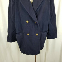 Vintage Wellington Double Breasted Navy Blue Wool Peacoat Womens 12 Car Coat