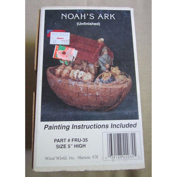 Vintage Wood World Paintable Noahs Ark Unfinished Ceramic Bisque USA 5 Inches
