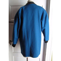 Sheridan Square Vegan Leather Knit Wool Short Coat Peacoat Womens 8 Bright Blue