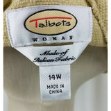 Talbots Woman Italian Fabric Collarless Button Up Jacket Womens 14W Plus Blazer