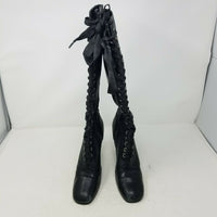 Colin Stuart x Victoria Secret Knee High Lace Up Black Leather Boots Womens 9