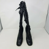 Colin Stuart x Victoria Secret Knee High Lace Up Black Leather Boots Womens 9