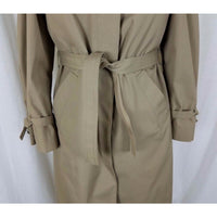 Vintage London Fog Maincoats Deep Pile Fur Lined Trench Coat Womens 10P Khaki