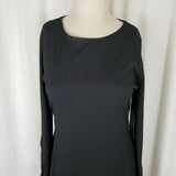 Vince Camuto Black Ribbed Grommets Lace Up Sleeves Sheath Mini Dress Womens L