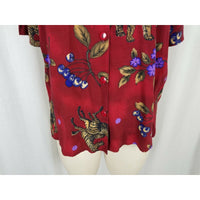 Tapestry Animals Elephants Giraffe Safari Zoo Print Tunic Blouse Top Womens M
