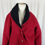 County Seat Faux Shearling Suede Sherpa Berber Fleece Shawl Collar Peacoat M Red