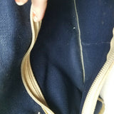 Etienne Aigner Denim Blue Jean Purse Crossbody Large Shoulder Bag Canvas Tan