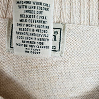 LL Bean 100% Cotton VNeck Pullover Lightweight Sweater Mens M Light Tan Oatmeal