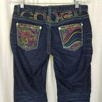 Coogie Embroidered Denim Blue Jeans Womens 7 8 Loud Abstract Hip Hop Sexy Flirty