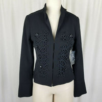 Vince Camuto Black Braided Soutach Gothic Steampunk Military Jacket Womens 0 NWT