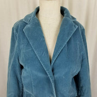 LL Bean Riding Equestrian Corduroy Blazer Jacket Womens 12P Blue 3 Button Up