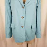 LL Bean Wool Cashmere 3 Button Riding Blazer Jacket Womens 20P Plus Seafoam Blue