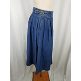 Vintage Gabriella Brazil Denim Blue Jean Swing Skirt Womens sz 10 Pleated Buckle