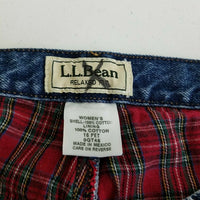 LL Bean Double L Relaxed Fit Flannel Lined Denim Blue Jeans Womens 16P Insulated