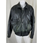 Vintage Wilsons Leather Distressed Black Bomber Flight Aviator Jacket Mens L 90s