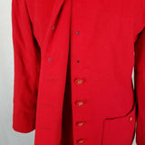 Bogner Red Wool Skirt Suit 2 Piece Outfit Set Long Blazer Jacket Womens 38 8