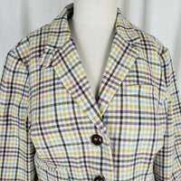 LL Bean Wool Herringbone Tweed Plaid Riding Country Jacket Blazer Womens 12P