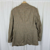 Evan Picone Filenes Wool Checked Sport Coat Jacket Blazer Mens 44 Brown Tan USA