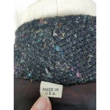 Vintage Saril Black Wool Speckled Short Peacoat Bomber Jacket Womens L USA Knit