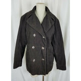 G.H. Bass Corduroy Double Breasted Trench Peacoat Coat Womens L Chocolate Brown