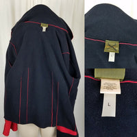 Maralyce Ferree Boutique Fleece Zip Pleated Jacket Womens L Maine USA Red Black