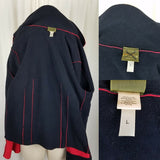 Maralyce Ferree Boutique Fleece Zip Pleated Jacket Womens L Maine USA Red Black