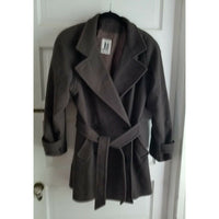 JNY Jones New York Double Breasted Belted Tie Wide Lapel Peacoat Coat Womens S M