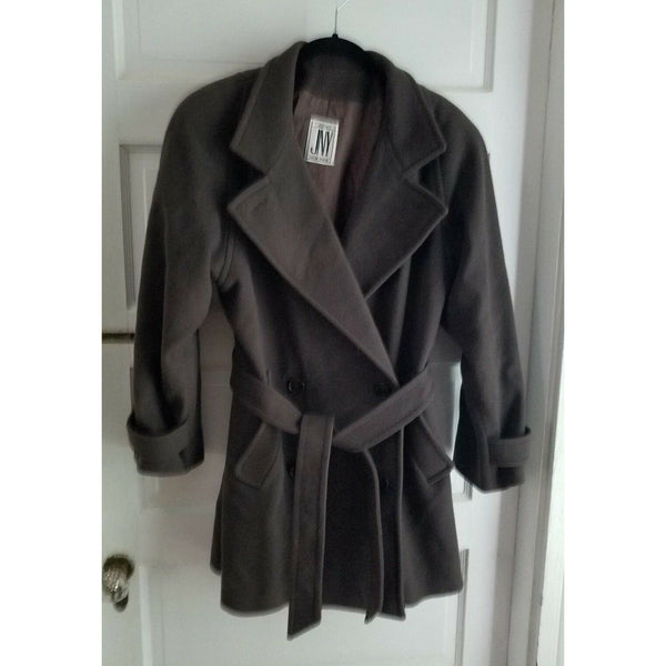 JNY Jones New York Double Breasted Belted Tie Wide Lapel Peacoat Coat Womens S M