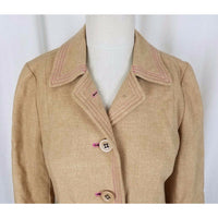 Gap Wool Twill Blazer Jacket Womens S Cropped Preppy Khaki Tan Half Belt Back