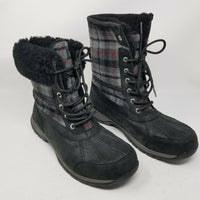 UGG Butte Tartan Plaid Wool Shearling Winter Snow Boots Mens 44 10.5 Black Red