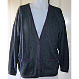 Vintage Pendleton Woolen Mills 100% Wool Cardigan Sweater Womens L Charcoal USA