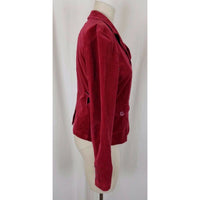 American Eagle Red Velvet Cropped Jean Jacket Blazer Womens M Fitted Tailored