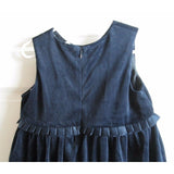 Little Bitty Embroidered Floral Velvet Pleated Tulle Party Dress Girls 4T Navy