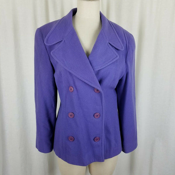 Finity Studio Wool Cashmere Double Breasted Peacoat Jacket Short Coat Womens 12