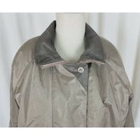 Ms. Cambridge Metallic All Weather Trench Coat Womens M Cinch Waist Cape Top Tan